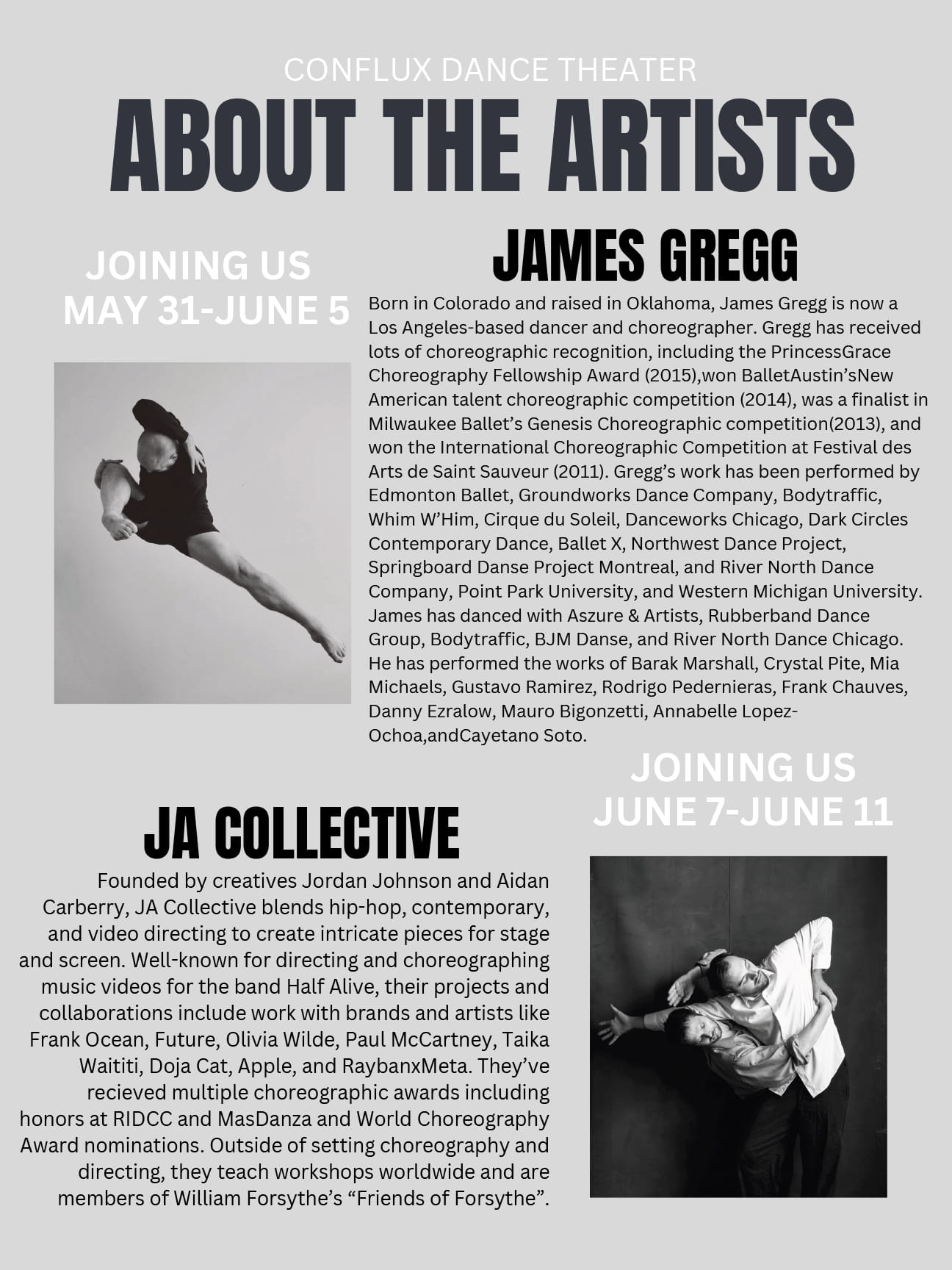 About the Artists - Bio of James Gregg and JA Collective